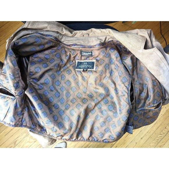Vintage 80s Berman's Leather Jacket Cropped Vest Front Brown Moto Suede Size S - Picture 8 of 15